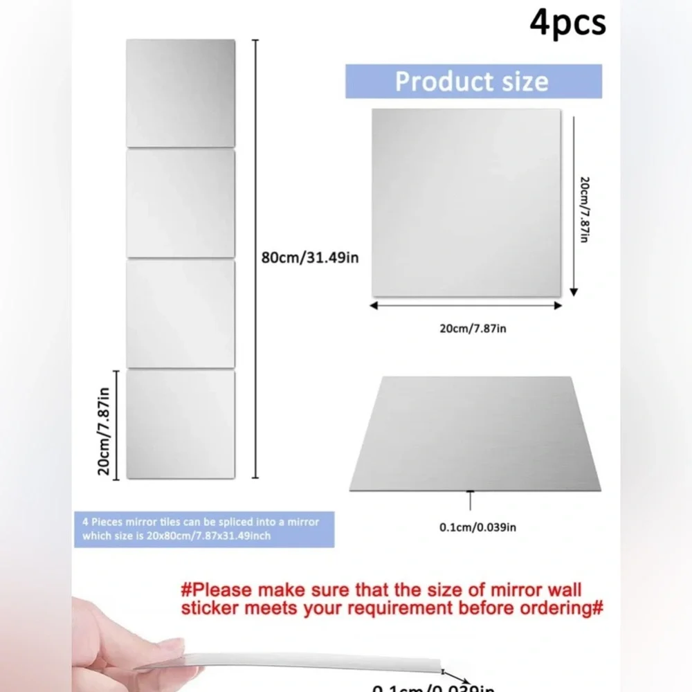 4pc Mirror Wall Sticker New
